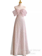 Pretty A Line Off The Shoulder Pink Sequin Long Evening Party Dress Semi Formal Prom Dresses With Beads